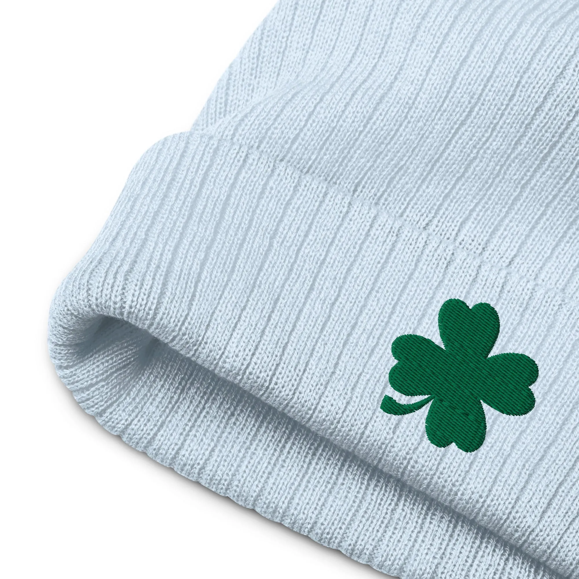 Lucky Clover Ribbed Knit Beanie