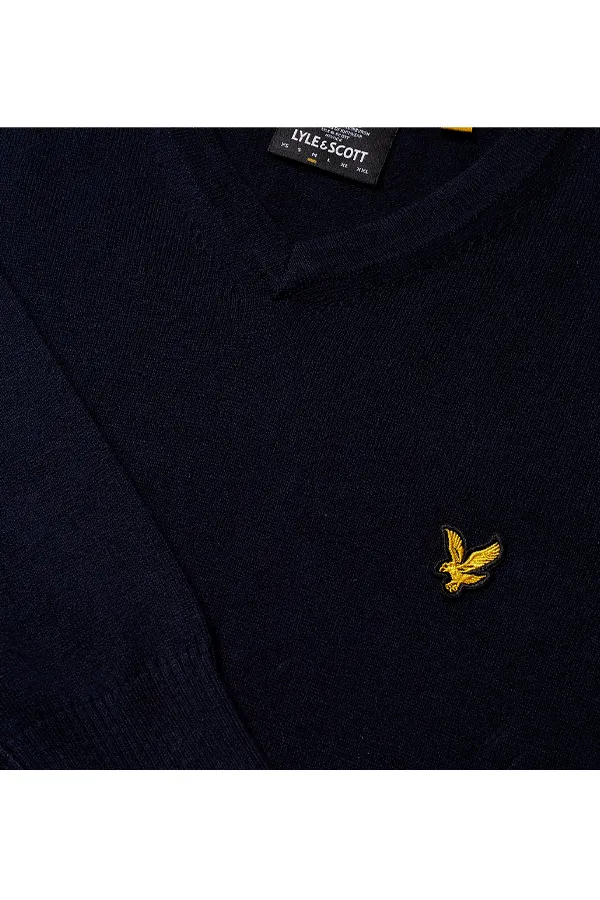 Lyle & Scott Merino V-Neck Sweater Navy