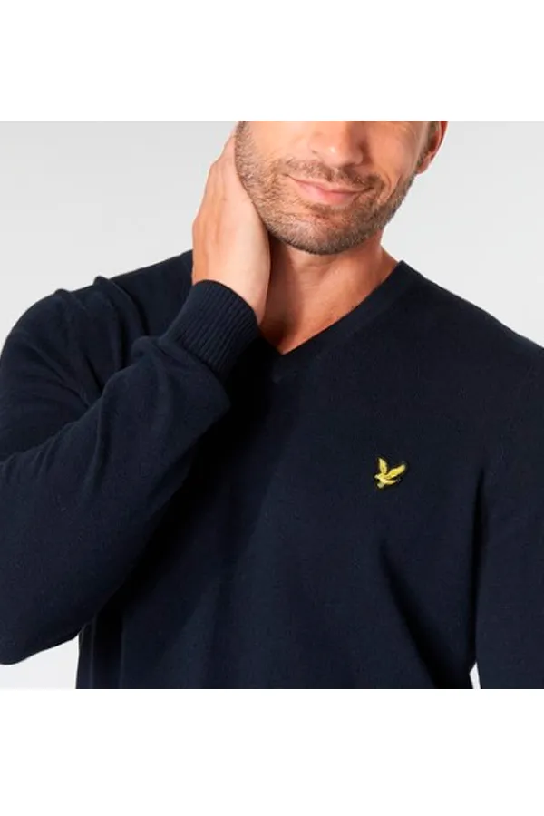 Lyle & Scott Merino V-Neck Sweater Navy