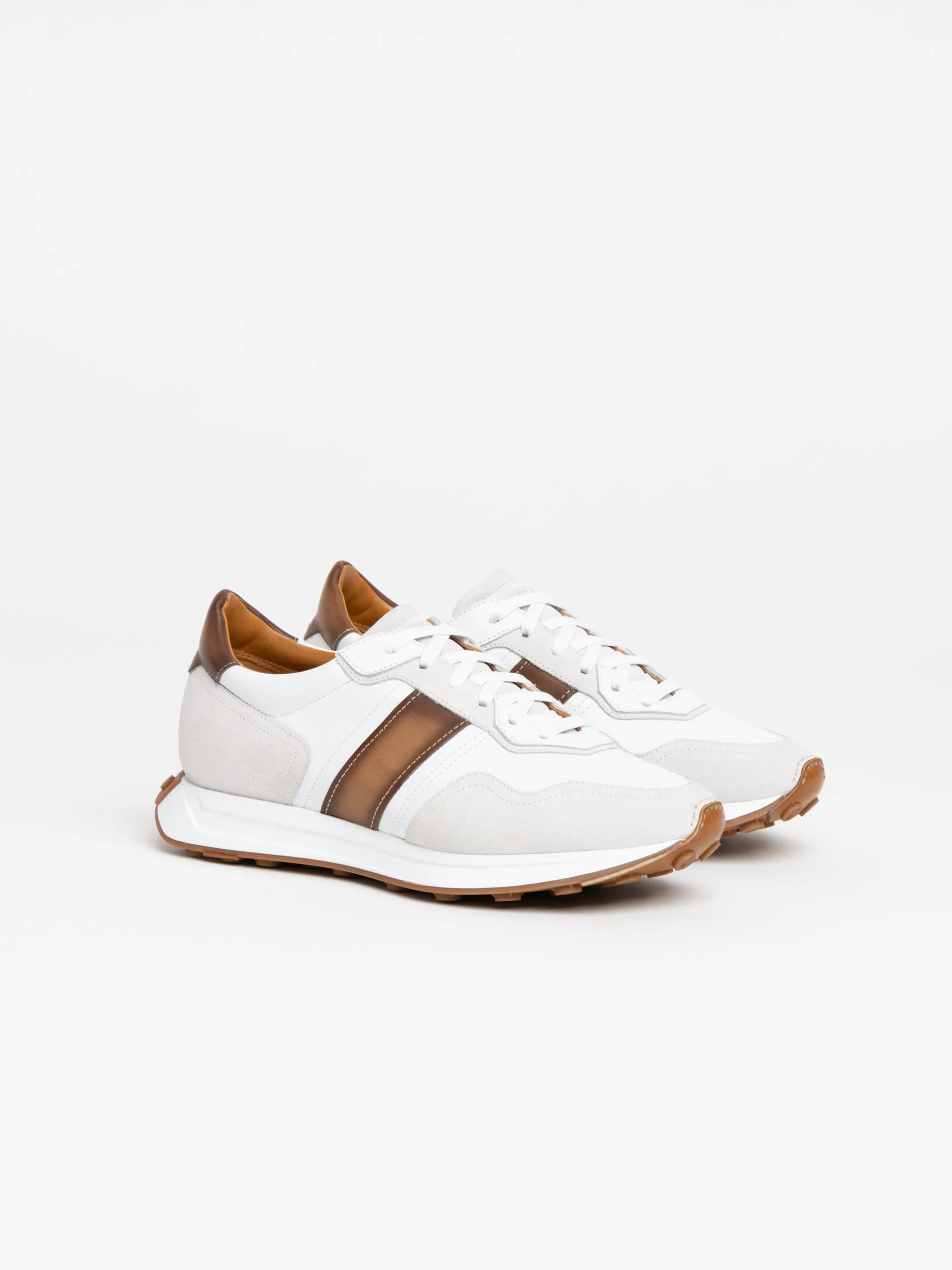 Magnanni White/Brown Leather Romero Sneakers