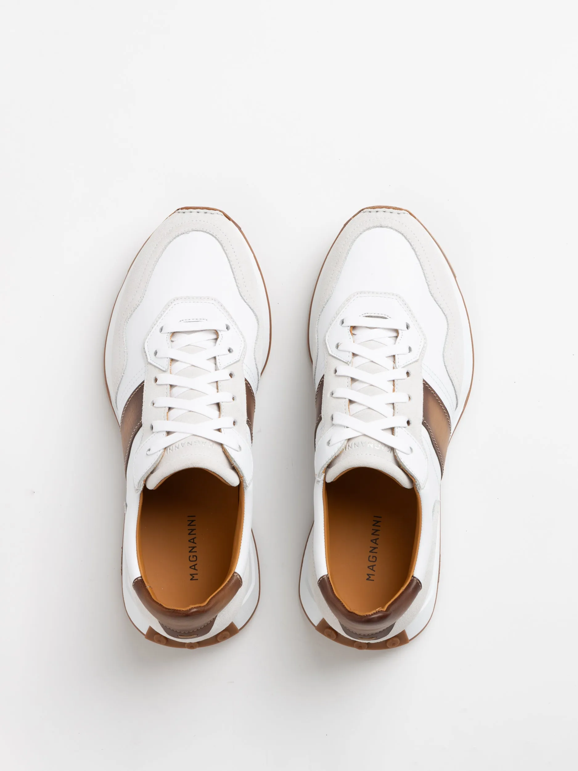 Magnanni White/Brown Leather Romero Sneakers