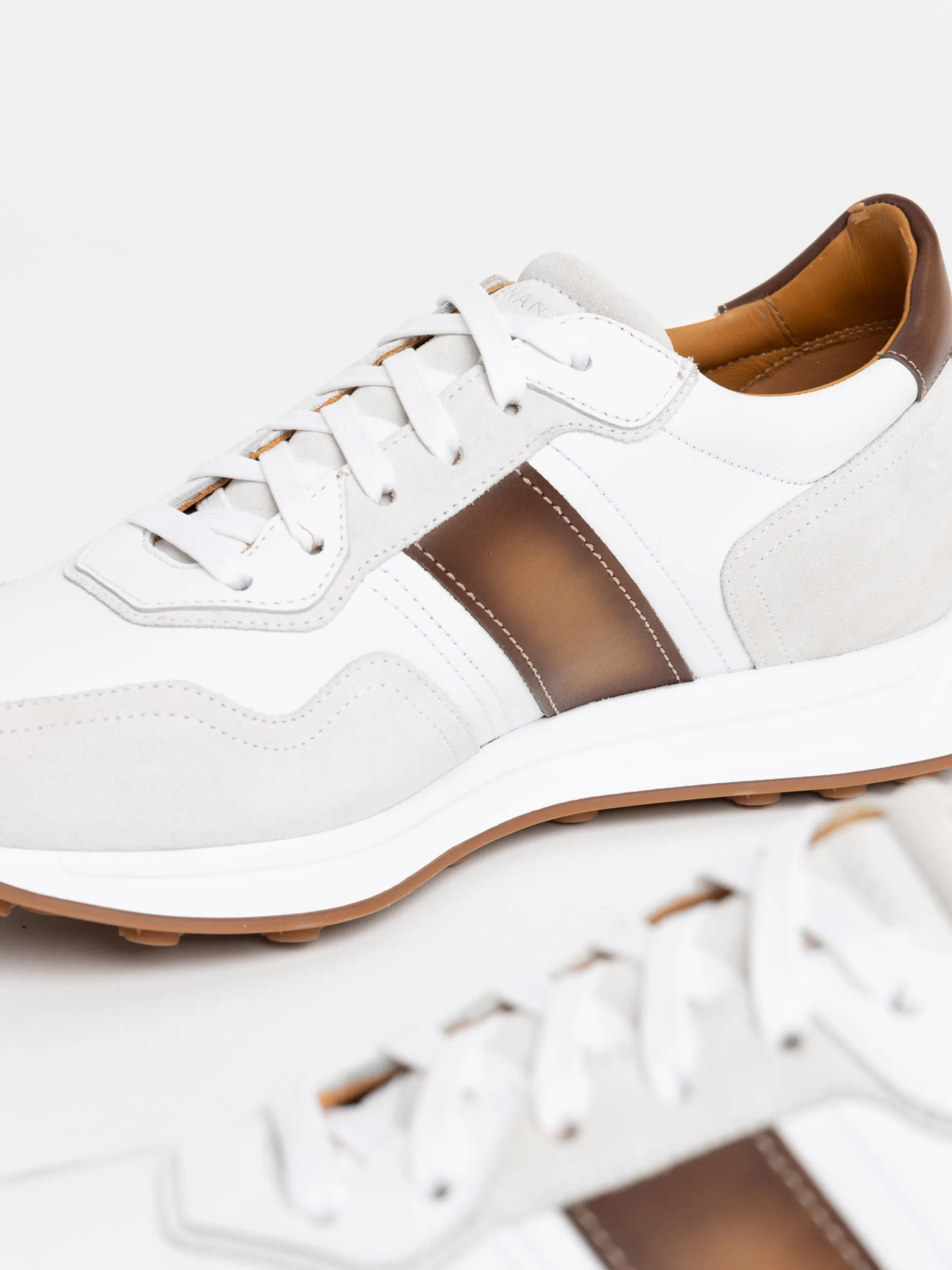 Magnanni White/Brown Leather Romero Sneakers