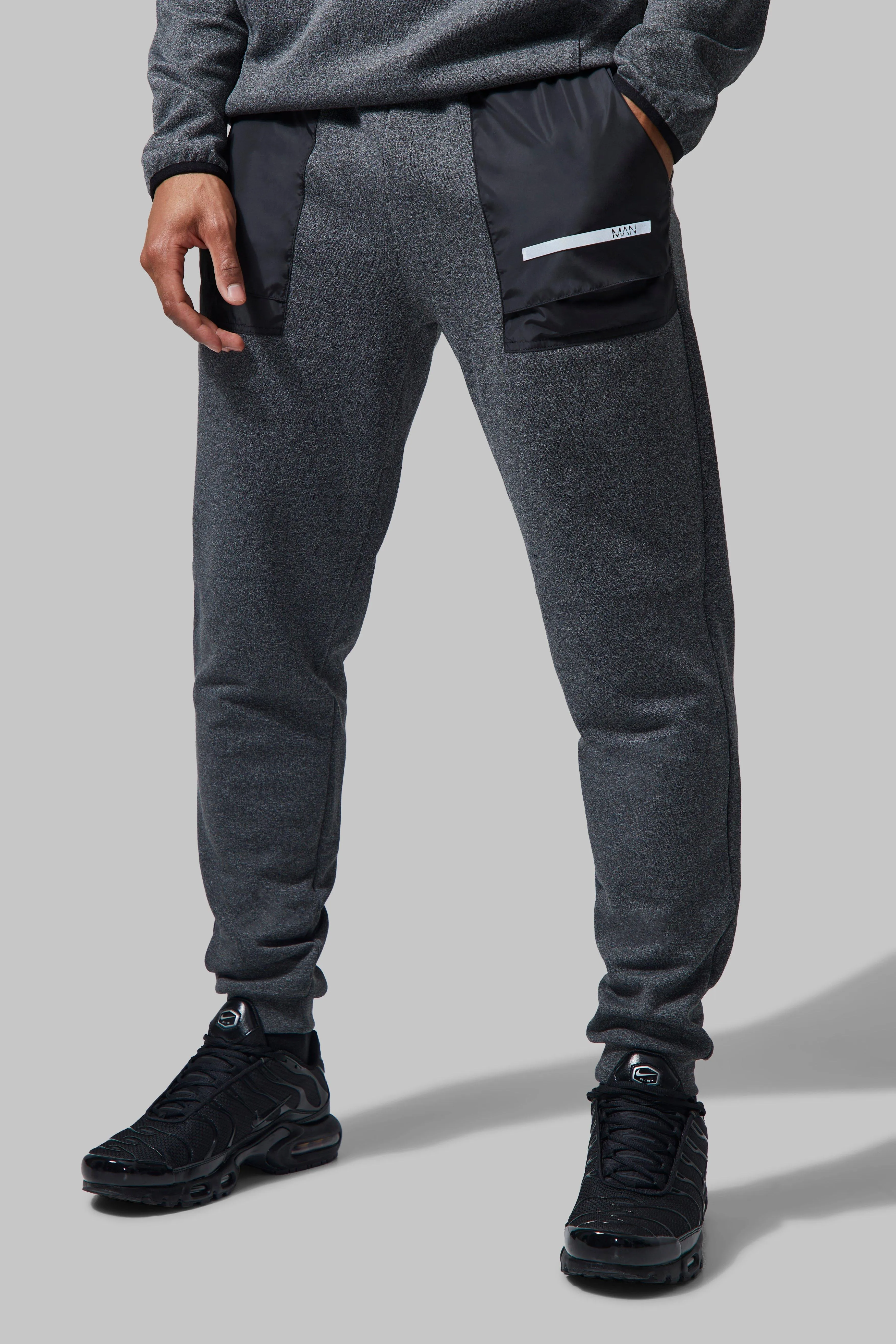 Man Active Marl Tapered Joggers | boohooMAN UK