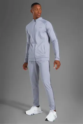 Man Active Side Stripe Zip Through Tracksuit