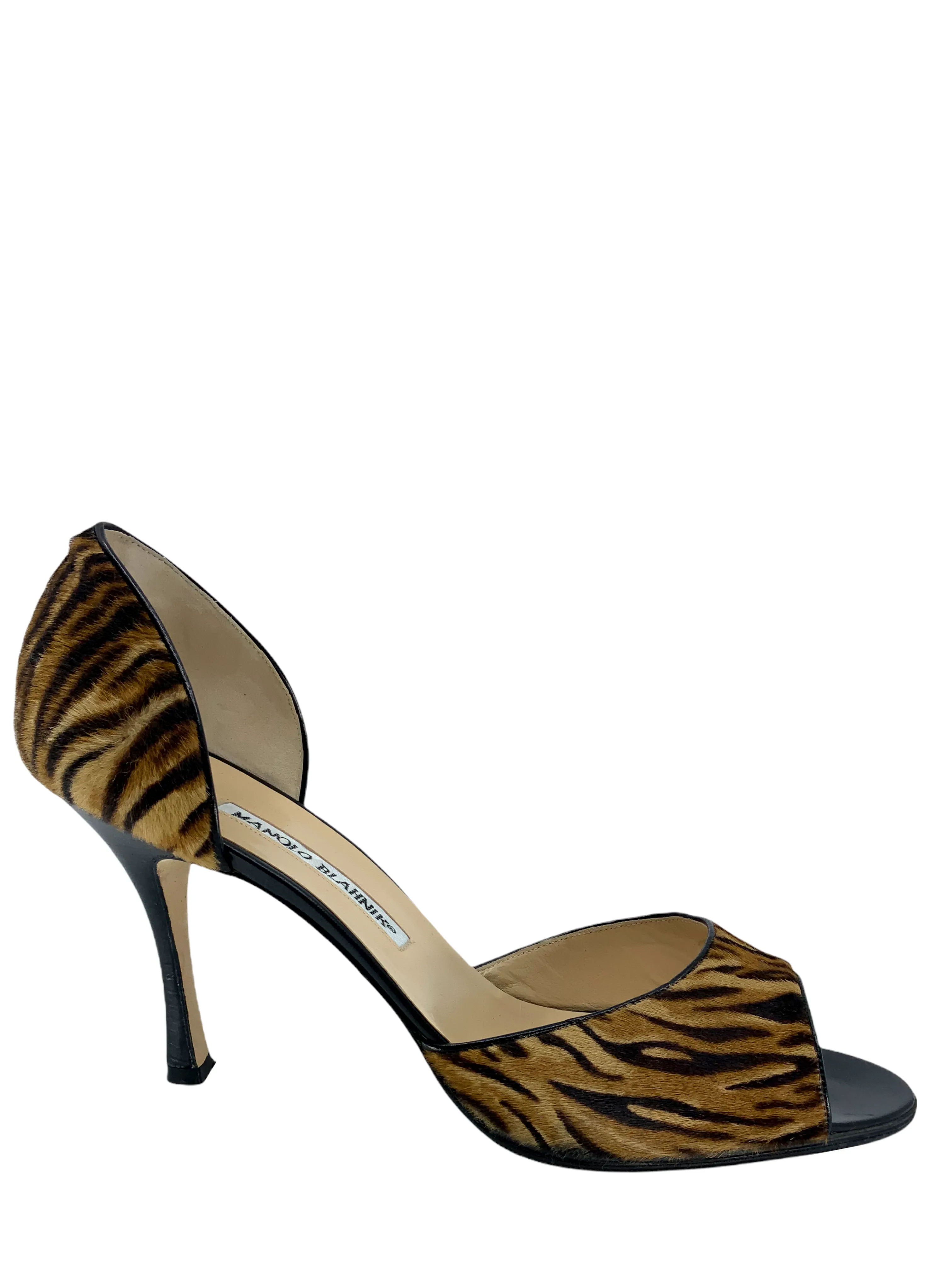 Manolo Blahnik Leopard Print Pony Hair D'Orsay Pump Size 10.5