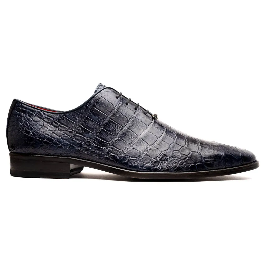 Marco Di Milano Navy Alligator Wholecut Oxfords