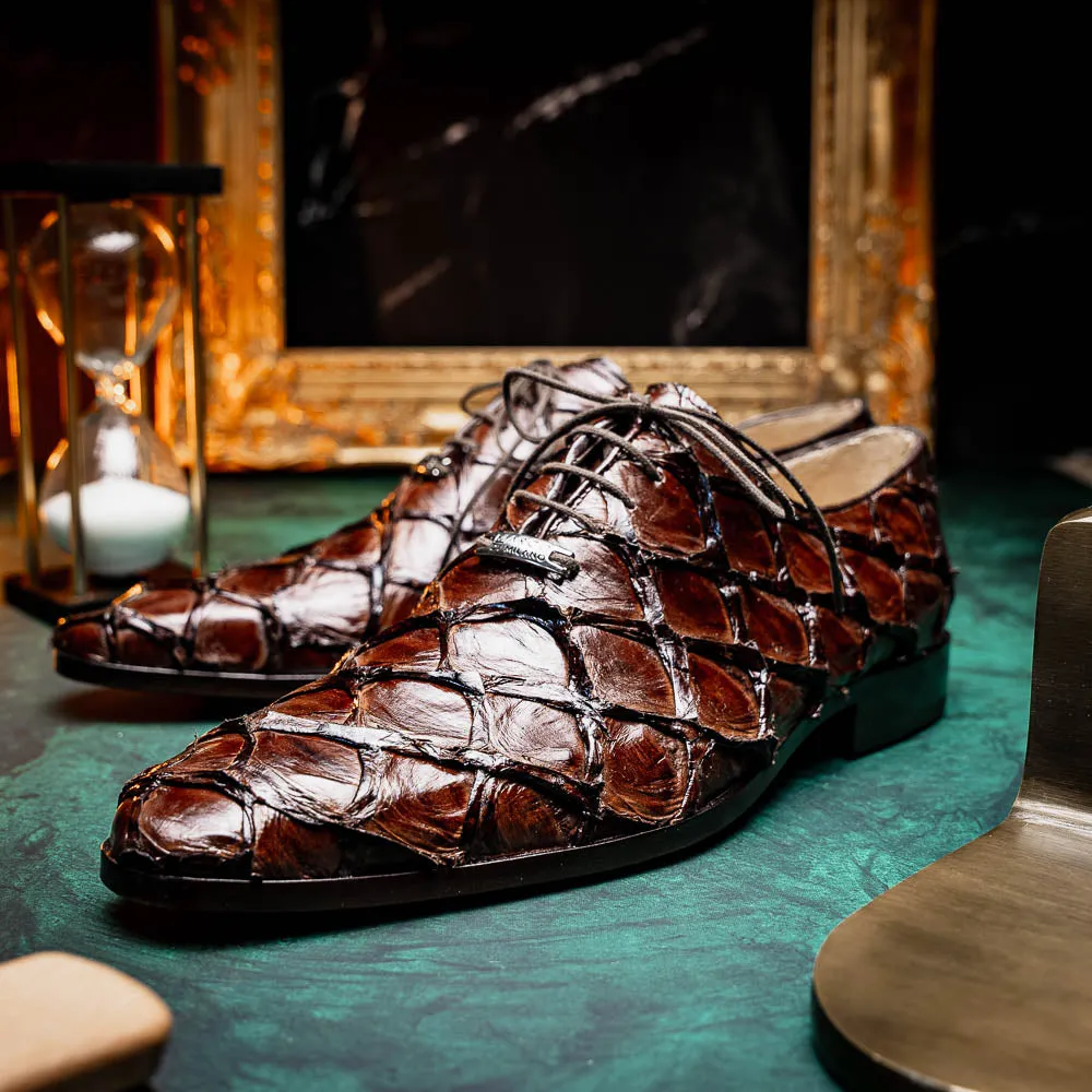 Pirarucu Leather Brown Oxfords by Marco Di Milano