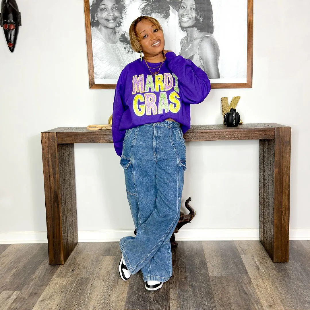 Purple Mardi Gras Graphic Sweatshirt