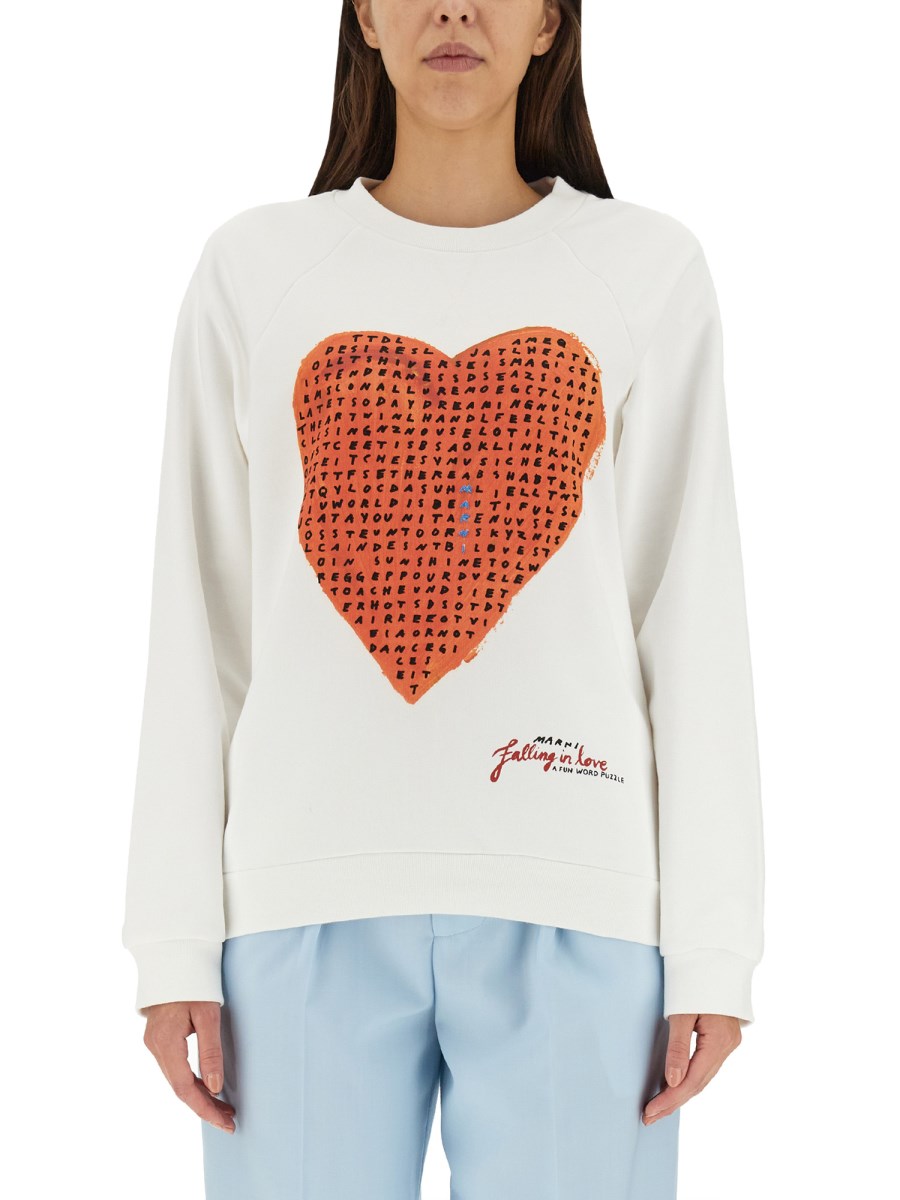 MARNI Heart Print Crucipuzzle Sweatshirt