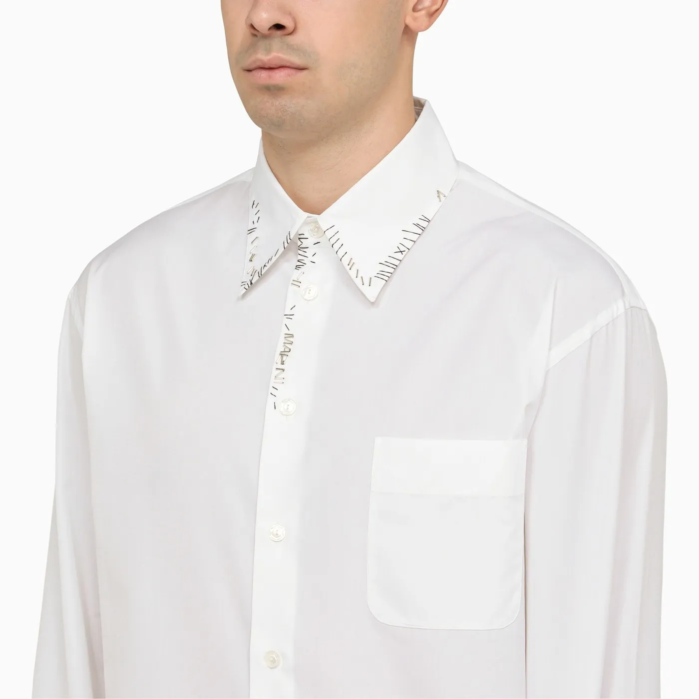 MARNI white shirt with bead mending