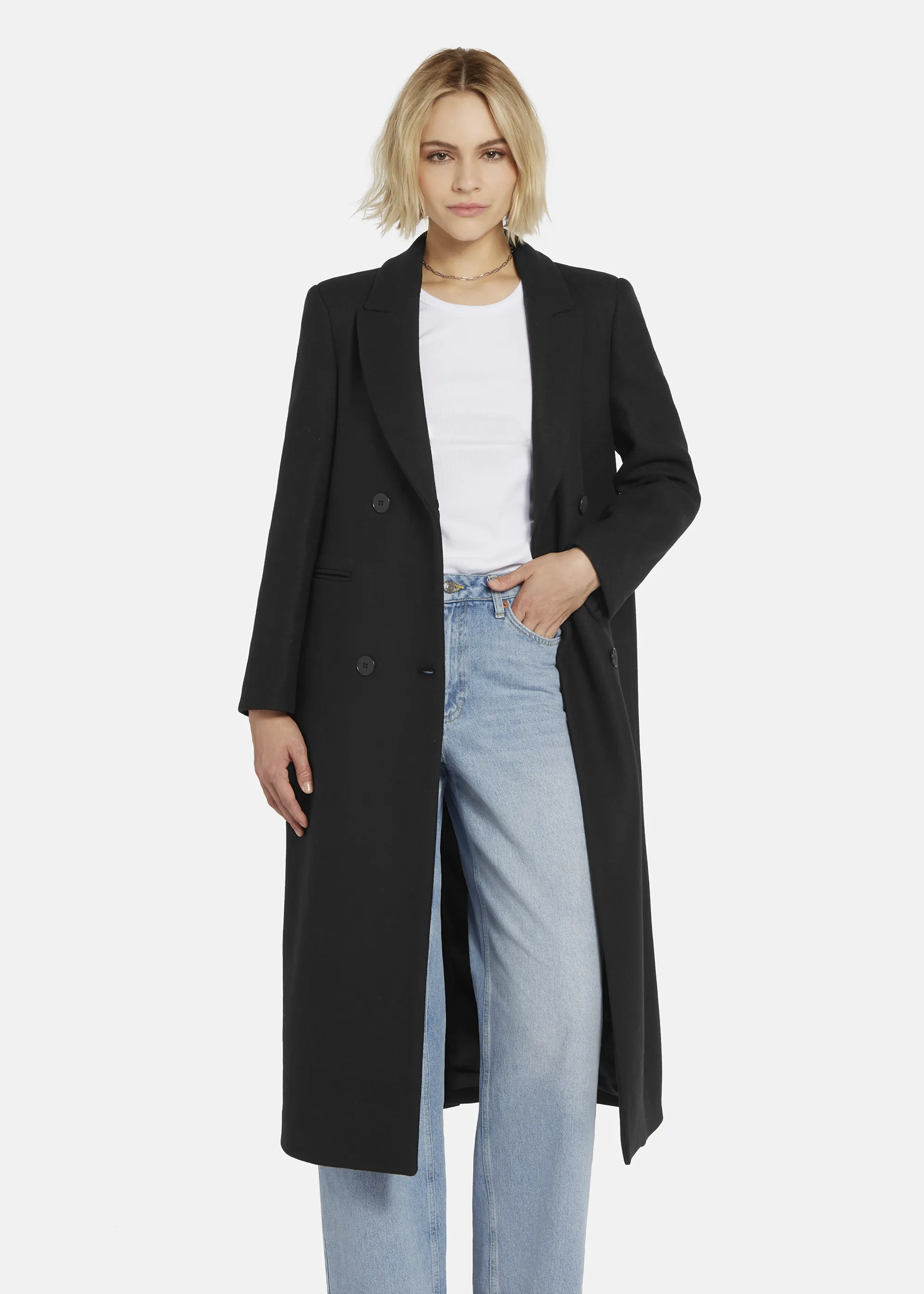 Masculine wool coat - DRIMILO in BLACK