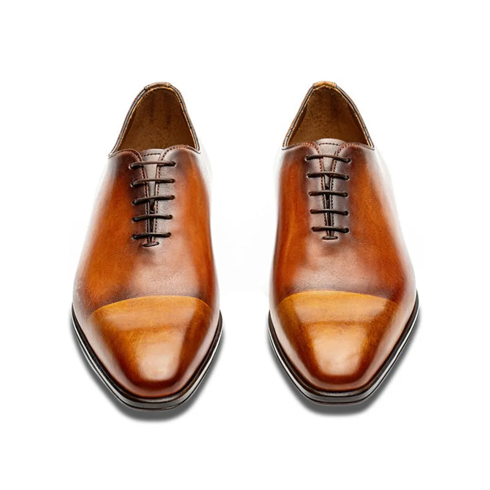 Mastrich Wholecut Derby Lace Up in Mostarda Tan Inglese by Jose Real