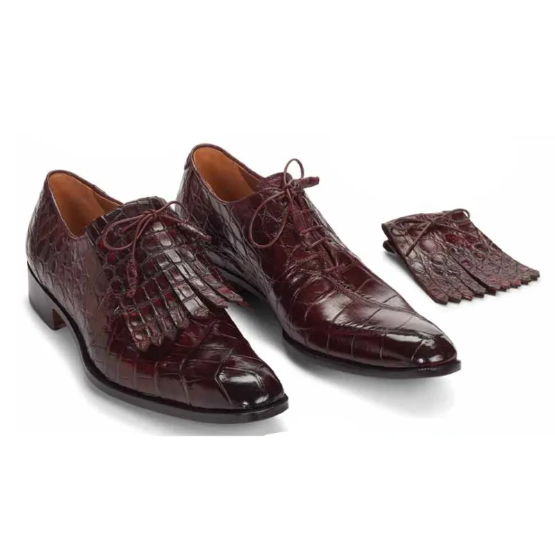 Burgundy Alligator Oxfords Mauri 1078 (SPECIAL ORDER)