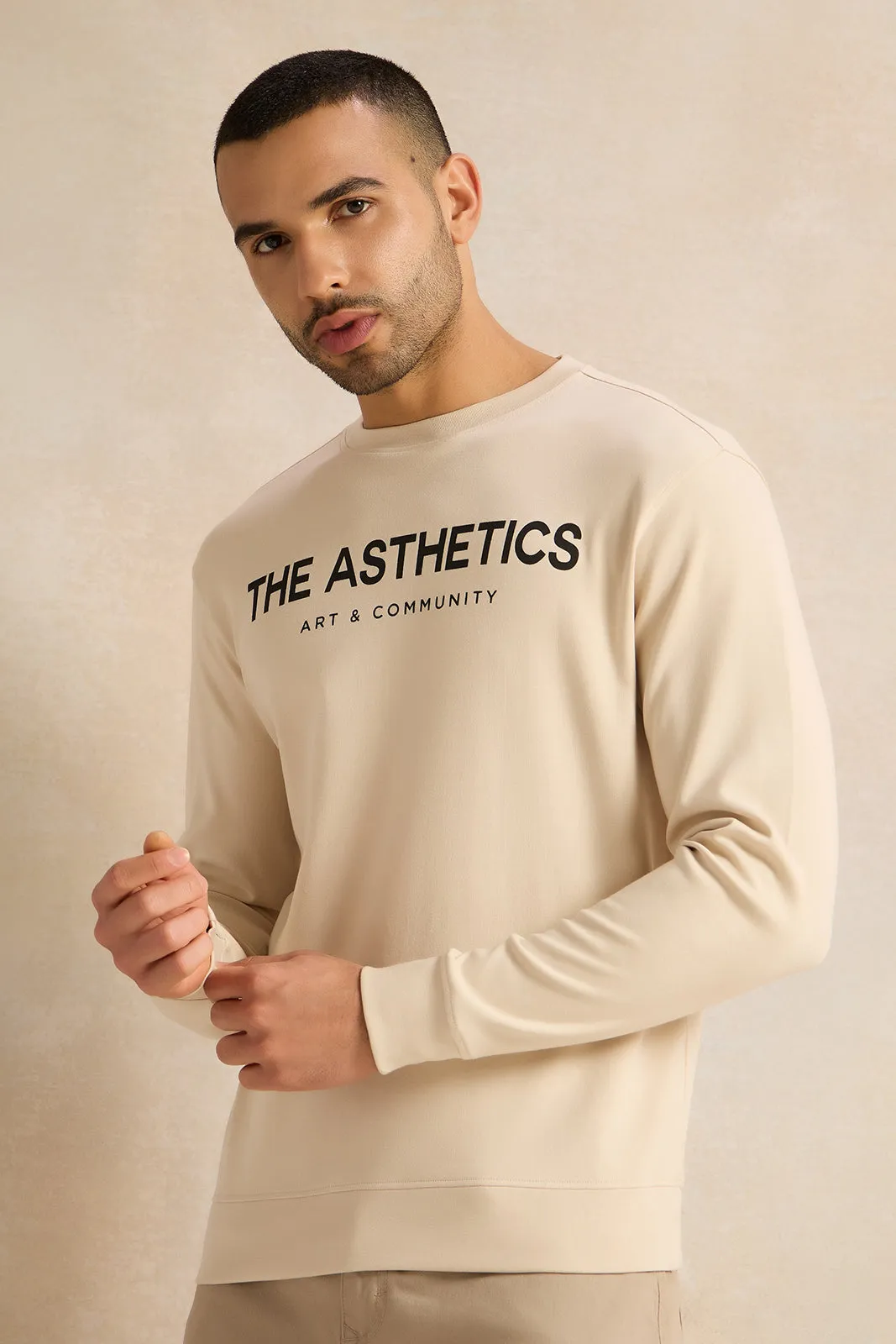 Men Beige Lounge Sweatshirt