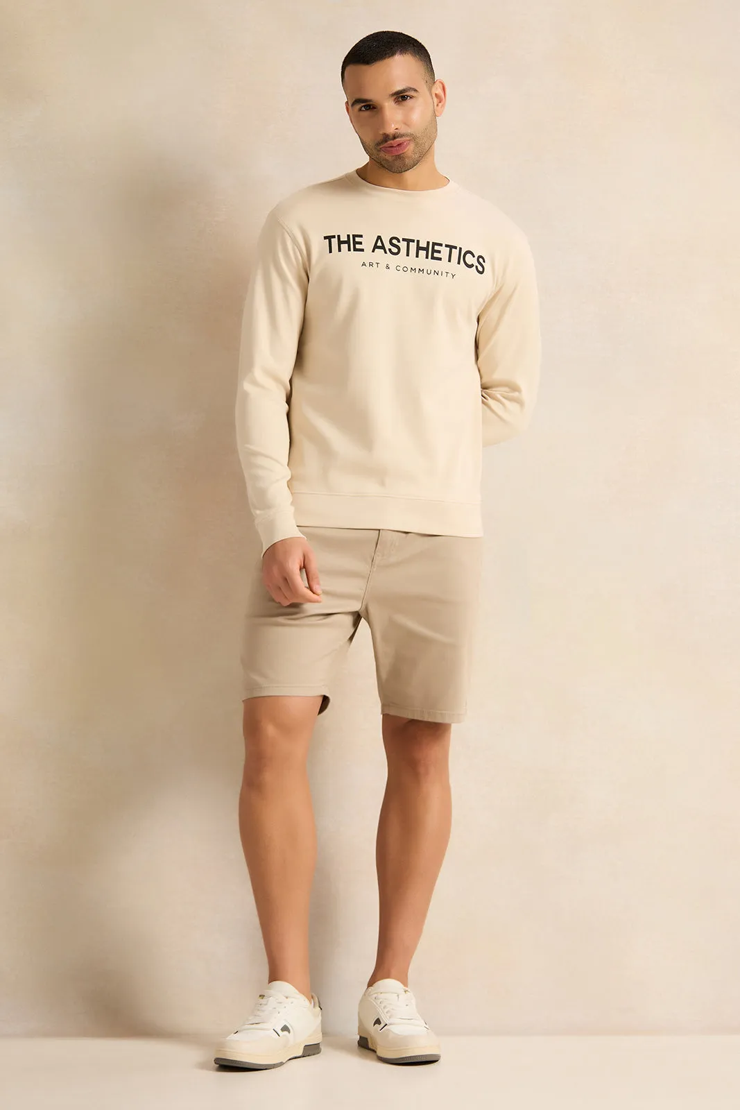 Men Beige Lounge Sweatshirt