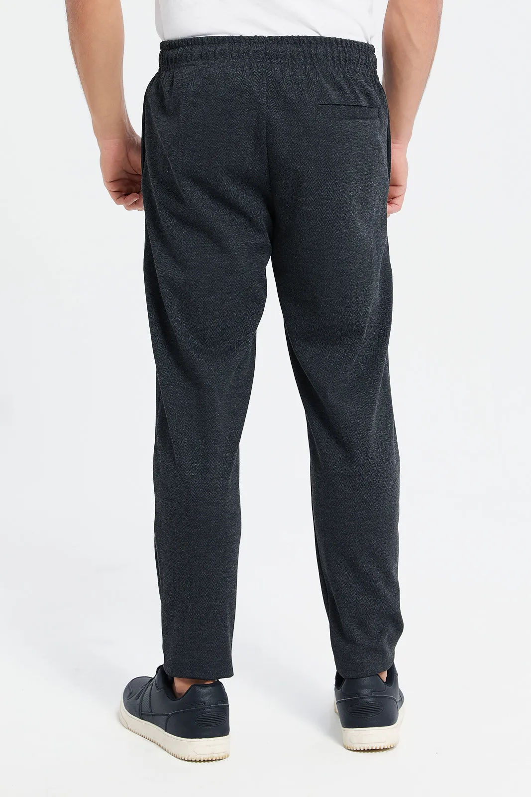 Men Charcoal Pull-On Trousers