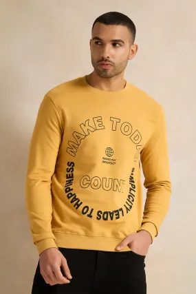 Men Mustard Printed Sweatshirt