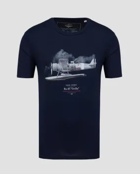 Men's navy blue print T-shirt Aeronautica Militare 242TS2361J607-8357