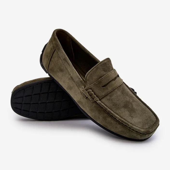 Dark Green Suede Moccasins