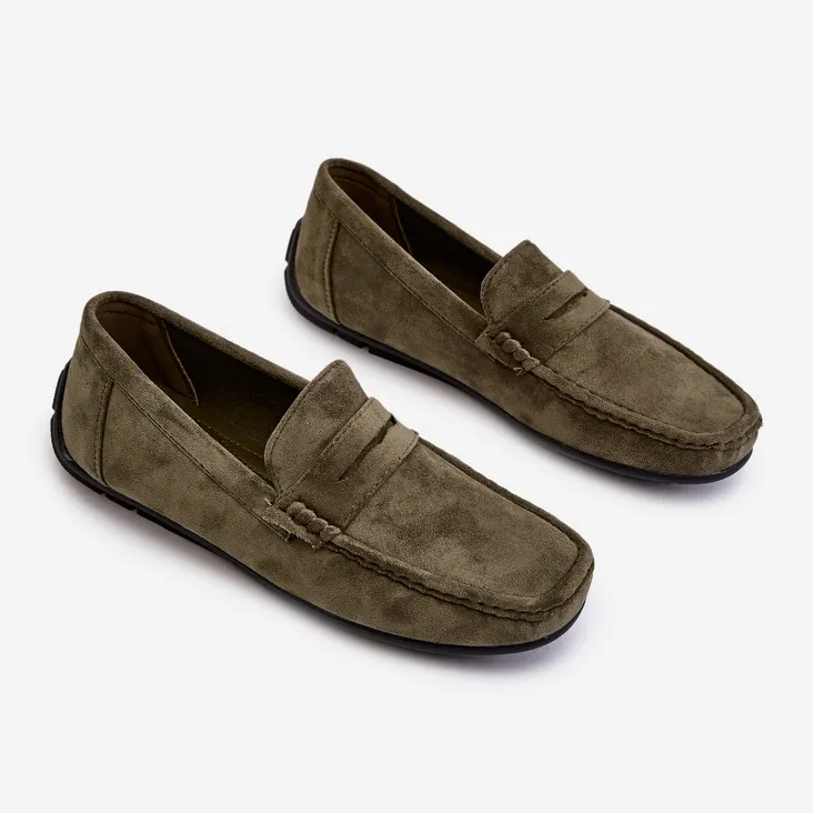 Dark Green Suede Moccasins