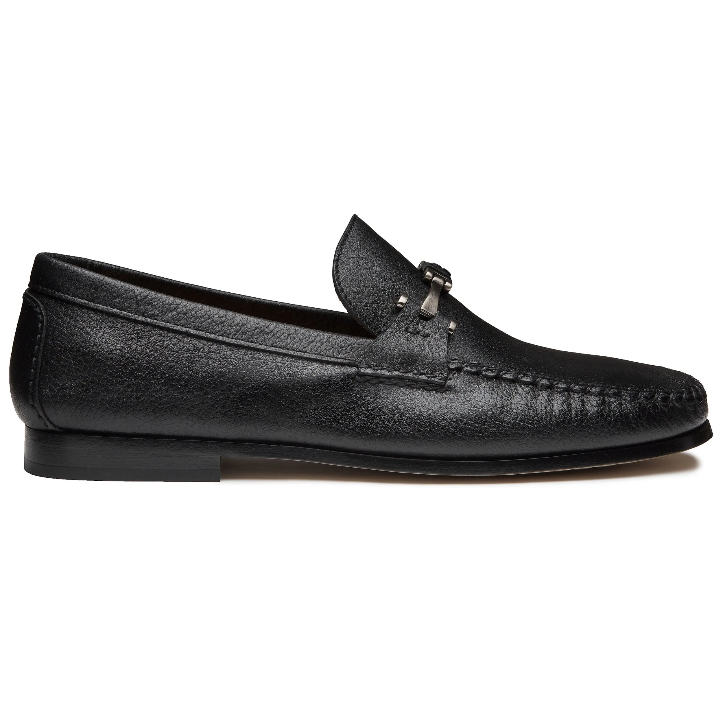 Men’s Black Leather Buckle Moccasins Shoes