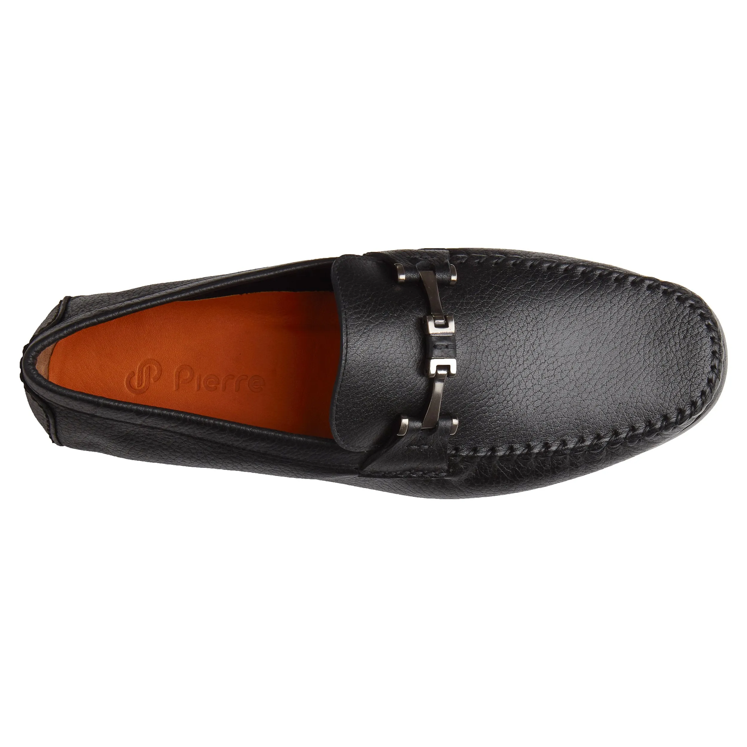 Men’s Black Leather Buckle Moccasins Shoes