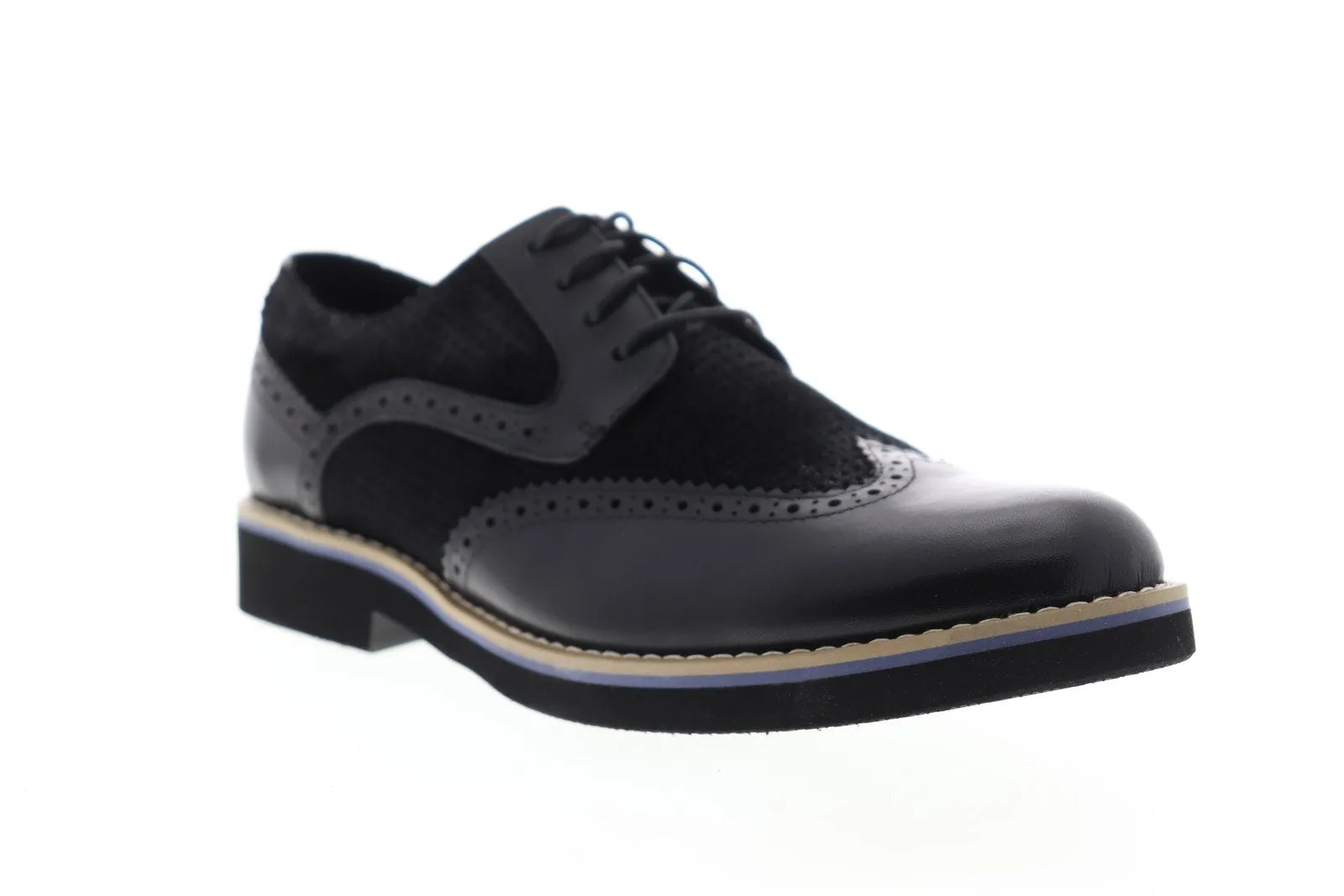 Men's Black Leather Wingtip Oxfords