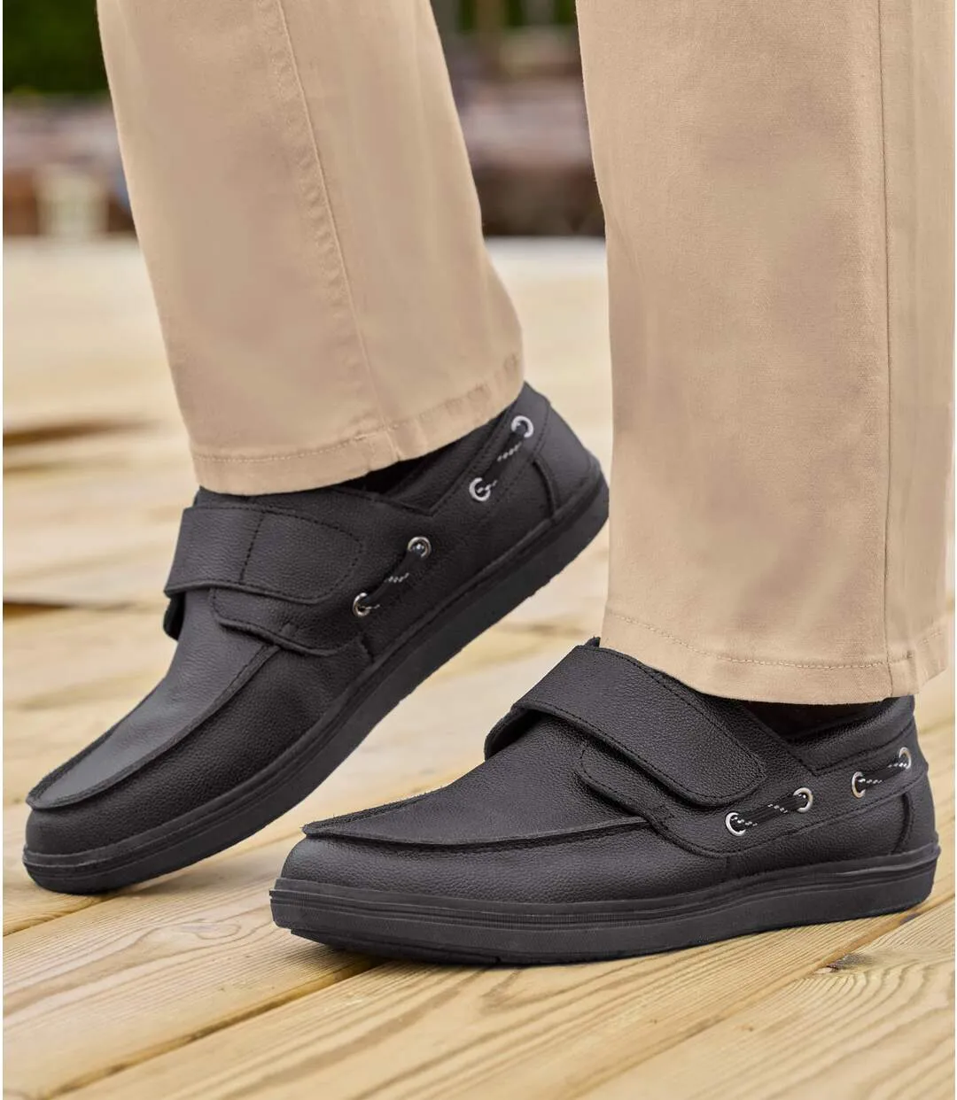 Men's Black Split Leather Moccasins