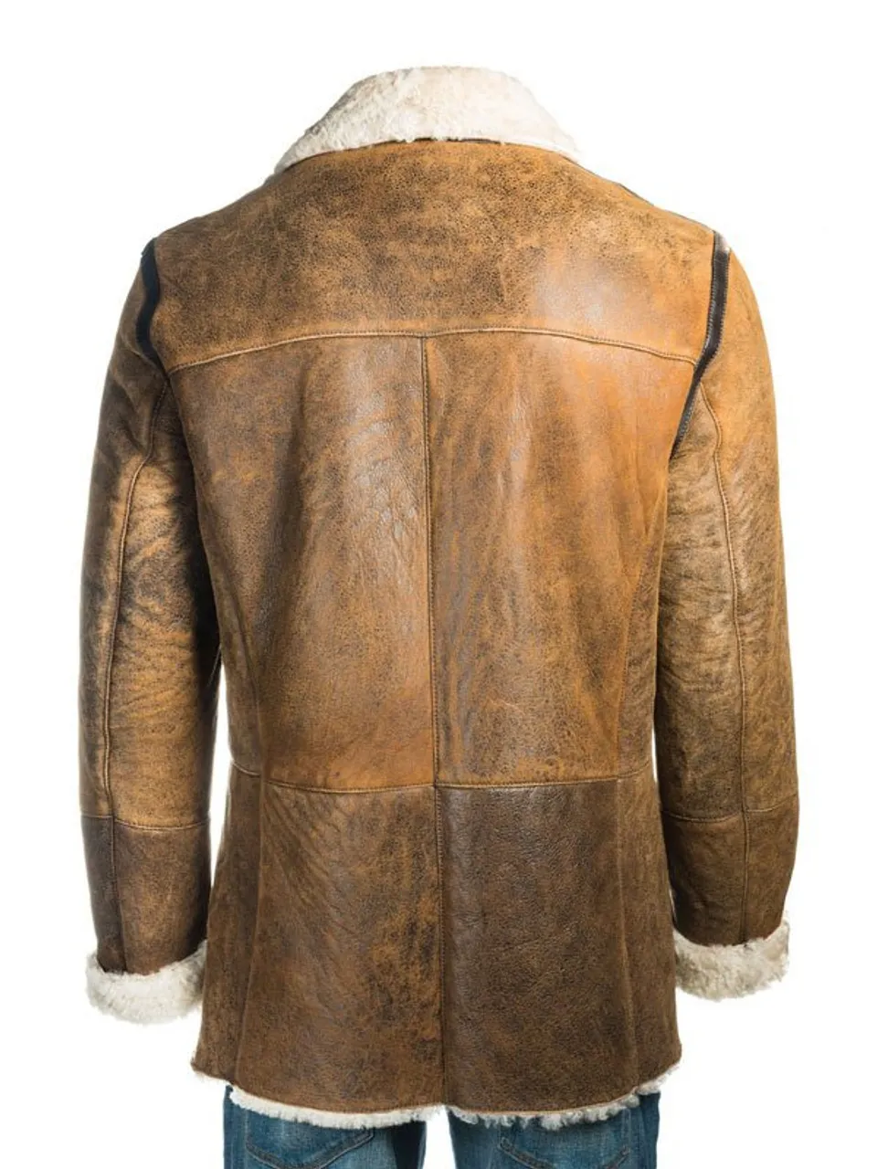 Tan Brown Shearling Leather Coat