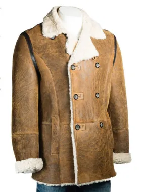 Tan Brown Shearling Leather Coat