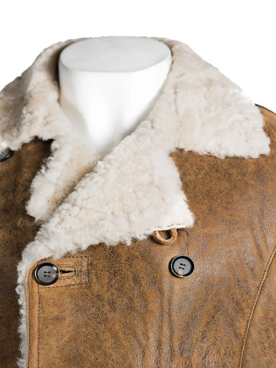 Tan Brown Shearling Leather Coat