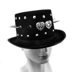 Men's Genuine Leather Studded Punk Rock Top Hat