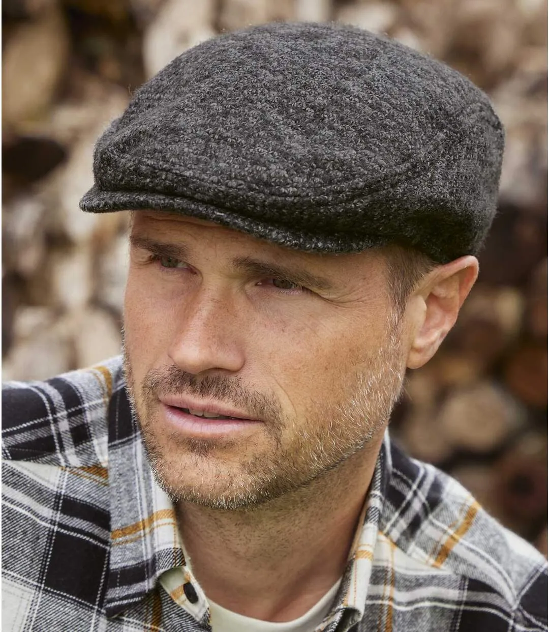 Men's Grey Mottled Flat Cap 