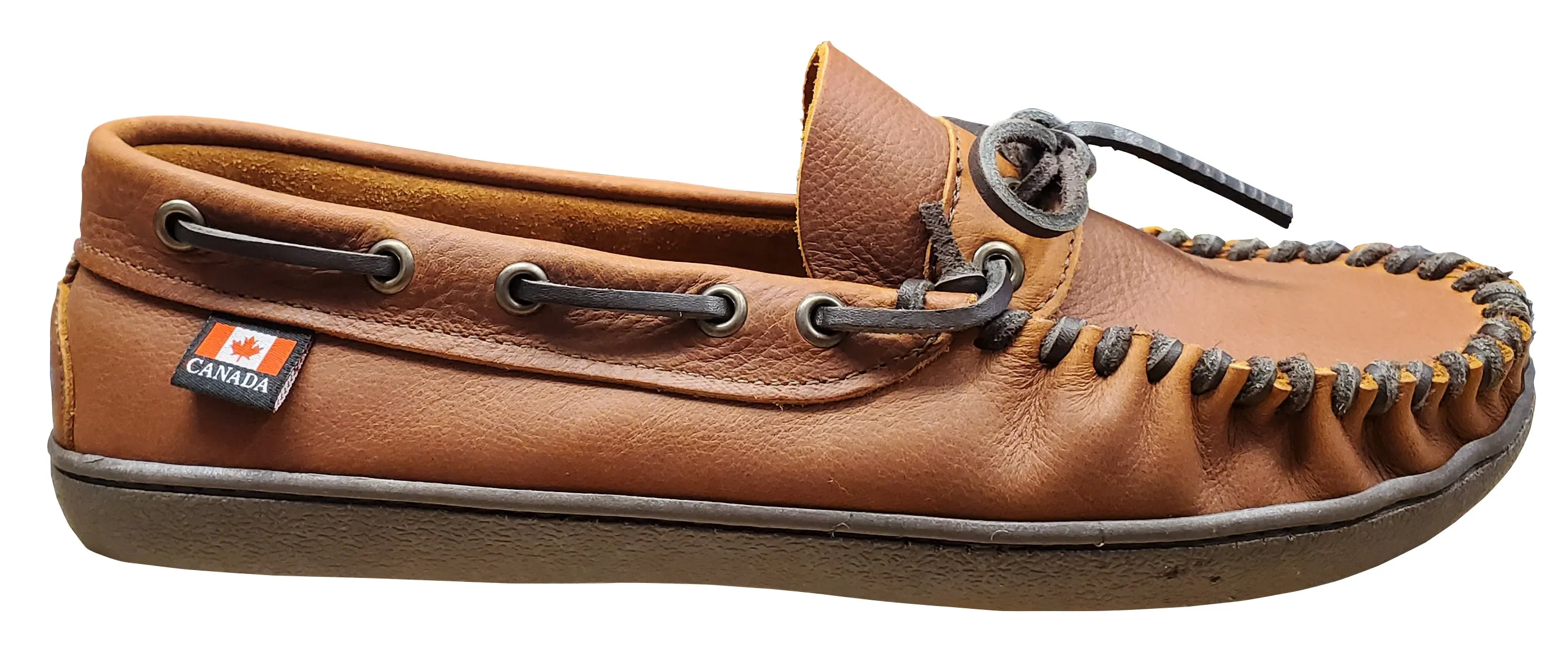 Men's Peanut Moccasins Featuring Rubber Outsole