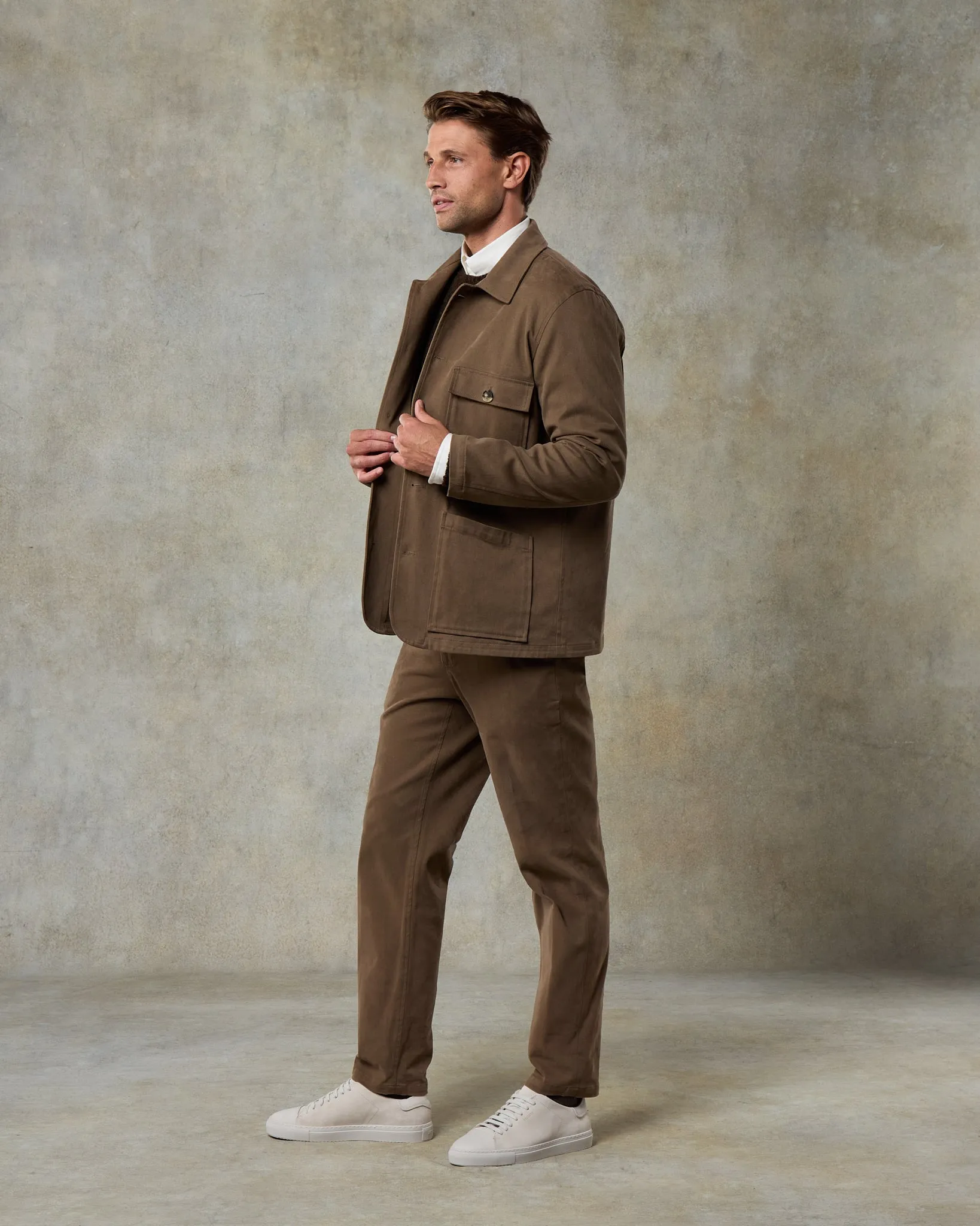 Mens Mocha Cotton Trousers