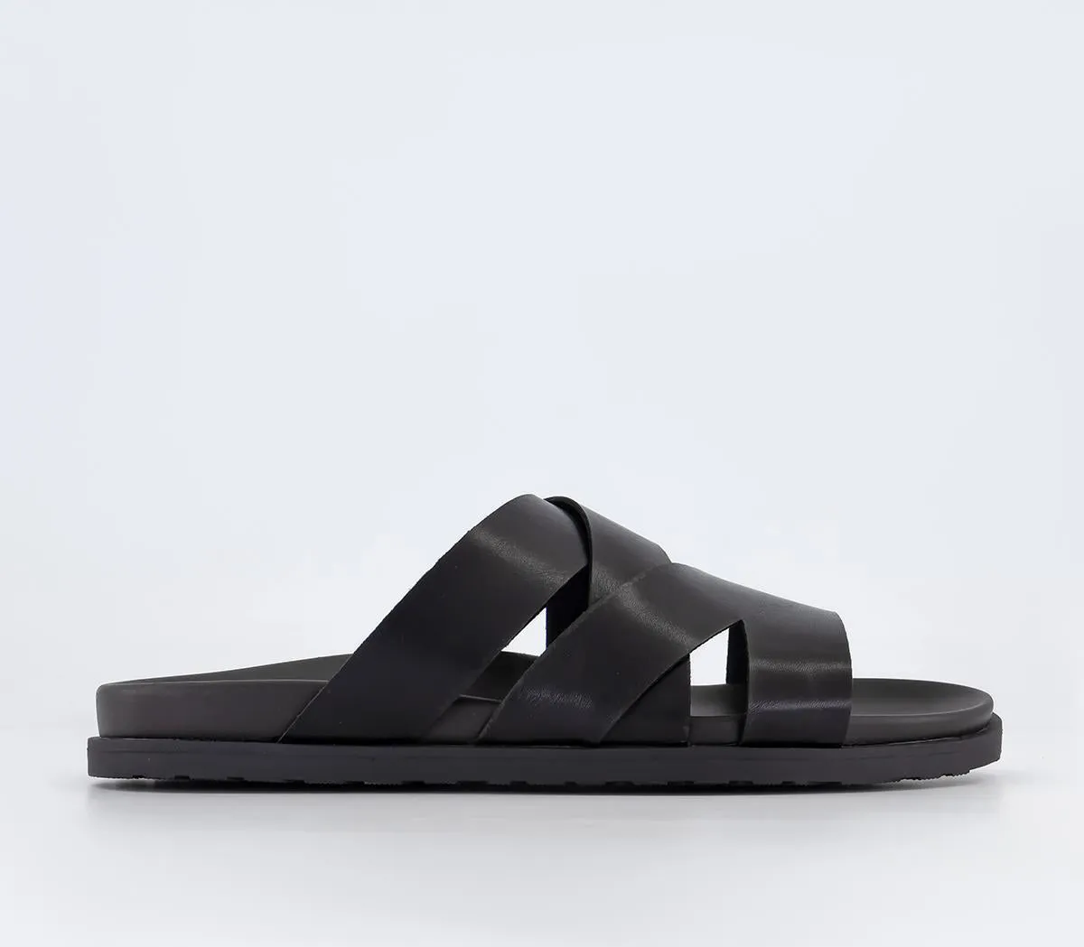 Men's Office Tahiti Black Sandals with Multiple Straps and Comfortable Footbed