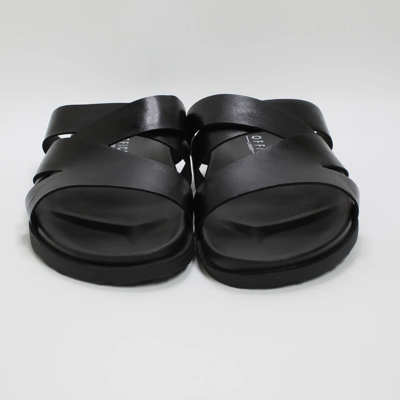 Men's Office Tahiti Black Sandals with Multiple Straps and Comfortable Footbed