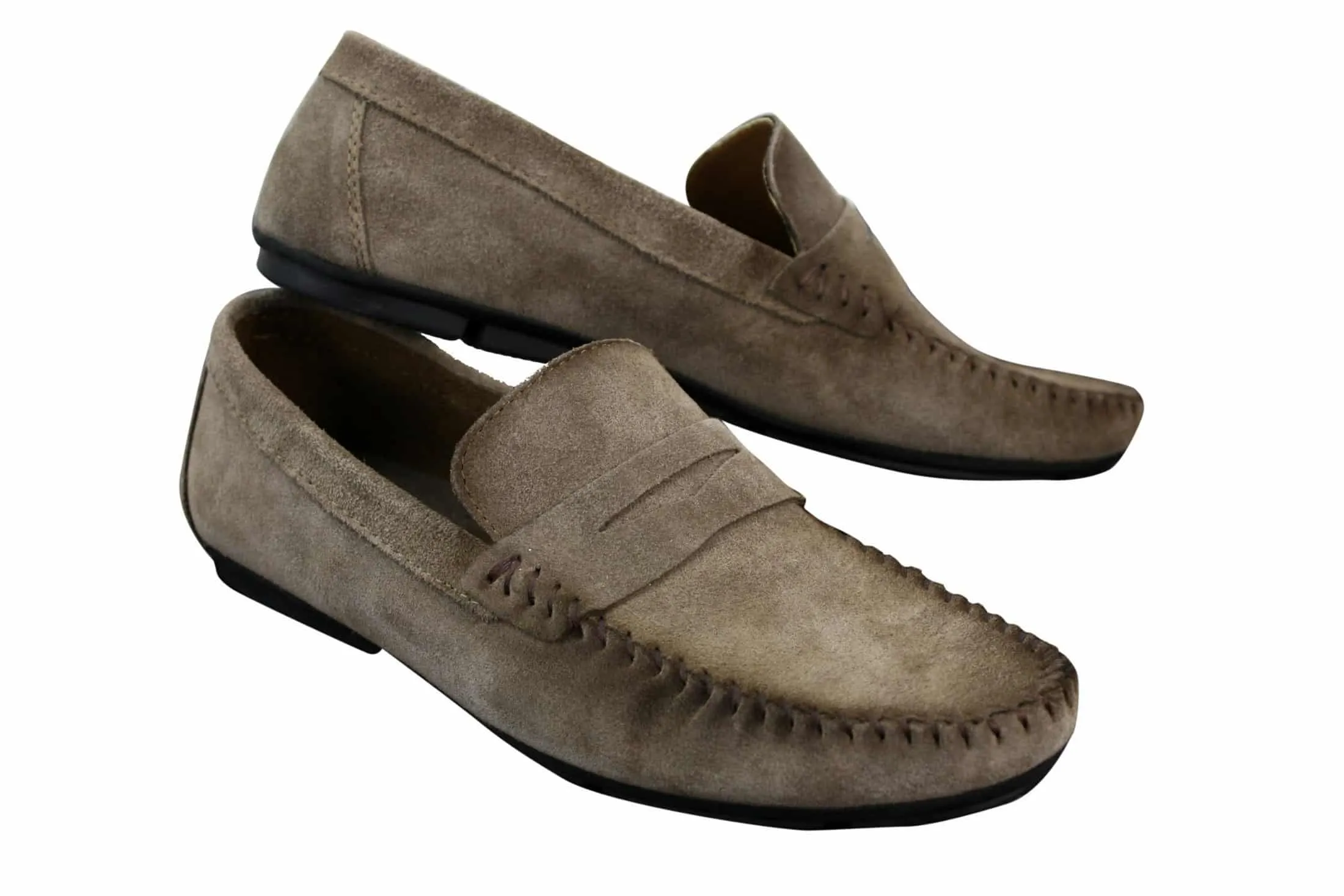 Mens Real Suede Washed Designer Slip On Loafers Moccasins Smart Casual Shoes