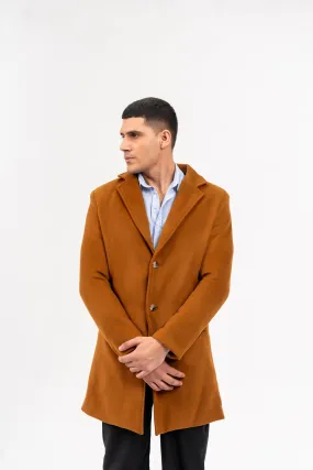 Men's Wool Coat - Mustard Brown