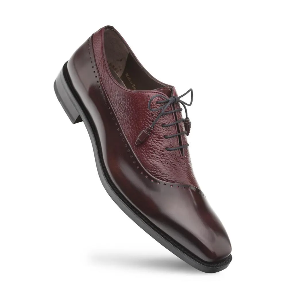 Mezlan Burgundy Deer / Calf-Skin Leather Oxfords MZ3376 - Men's Shoes 16409 Postdam