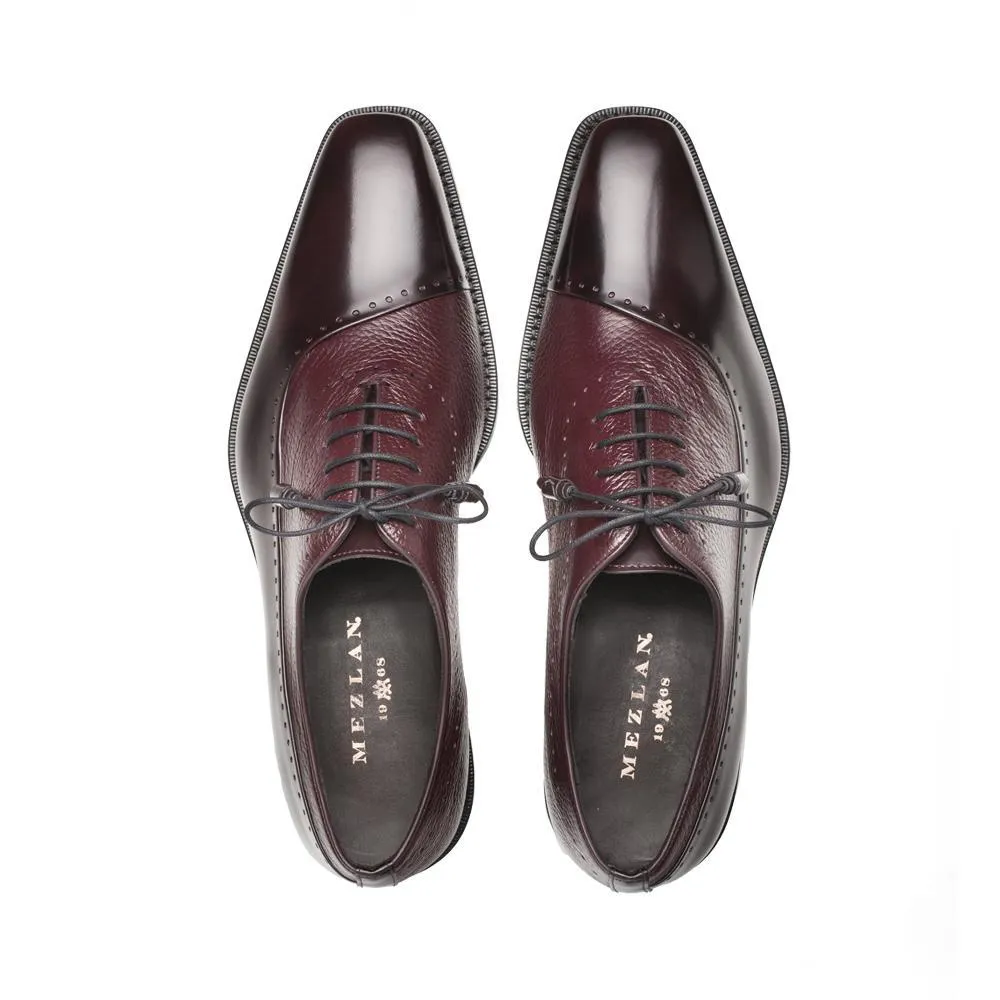 Mezlan Burgundy Deer / Calf-Skin Leather Oxfords MZ3376 - Men's Shoes 16409 Postdam