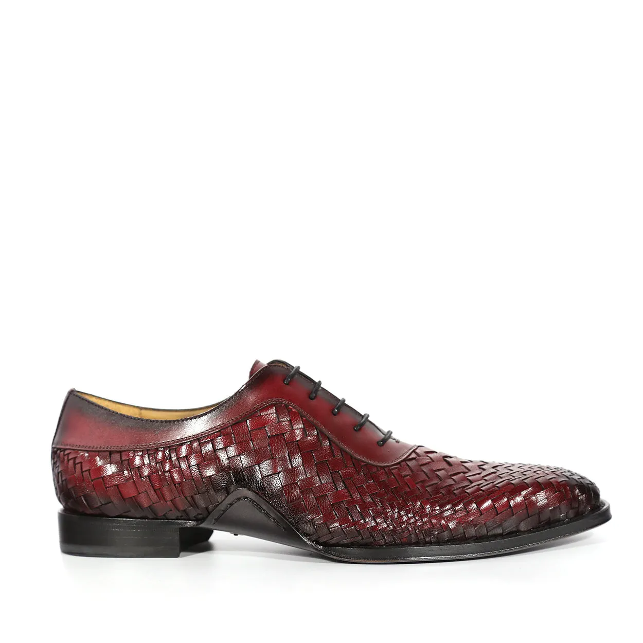 Mezlan Men's Burgundy Woven Leather Dress Formal Lace-up Oxfords (Model MZS3618)