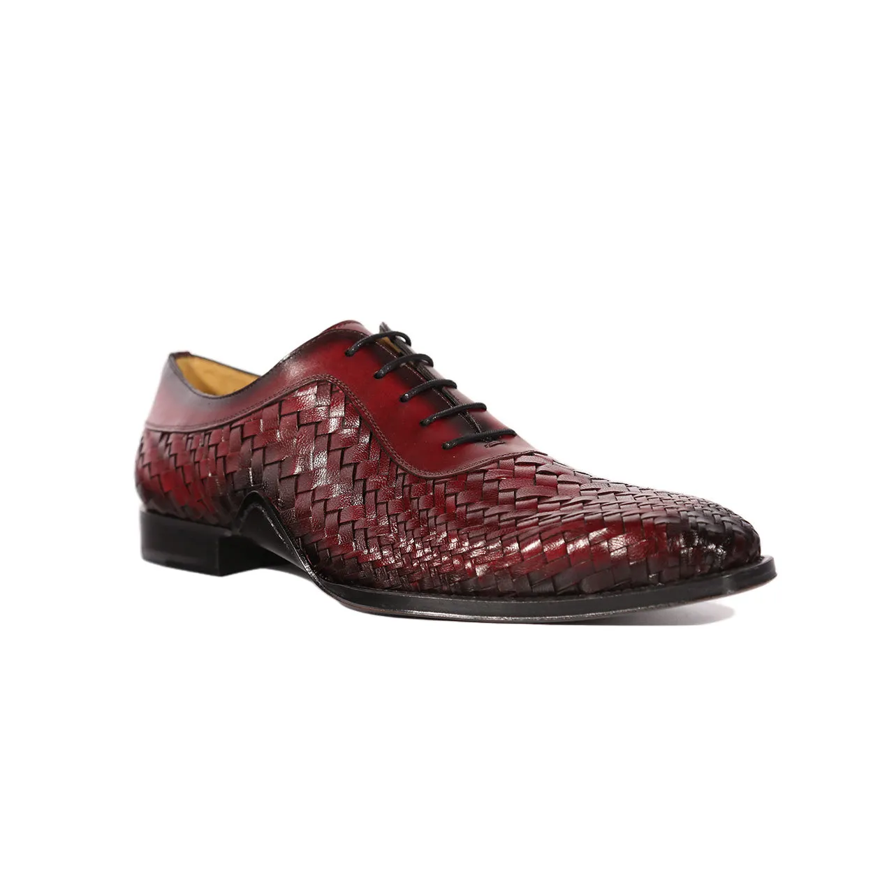 Mezlan Men's Burgundy Woven Leather Dress Formal Lace-up Oxfords (Model MZS3618)