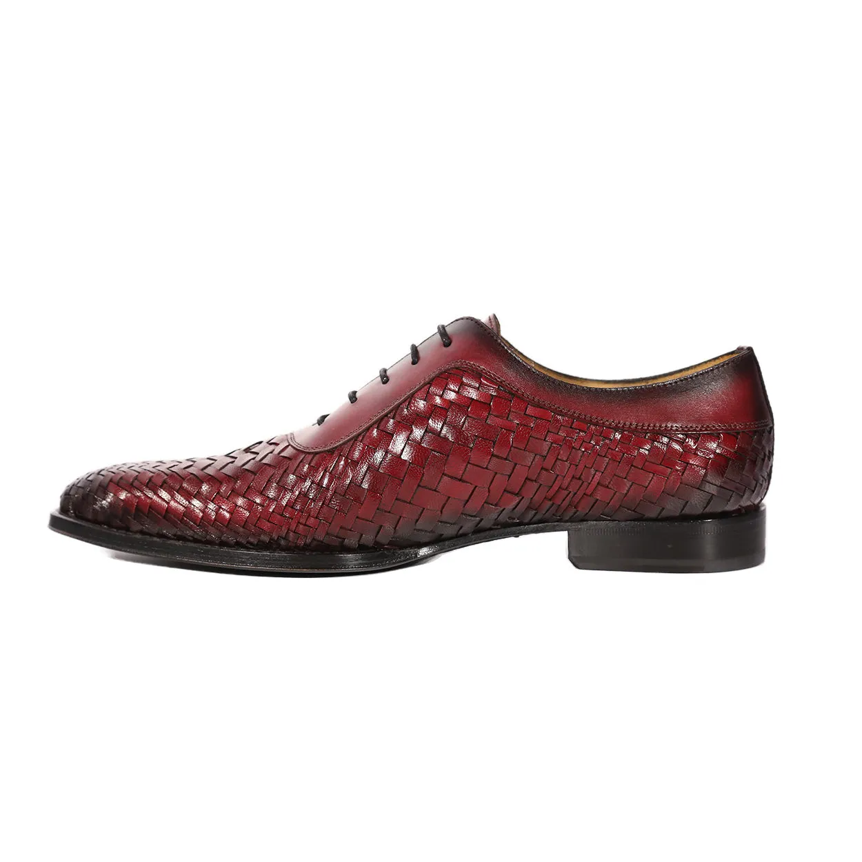 Mezlan Men's Burgundy Woven Leather Dress Formal Lace-up Oxfords (Model MZS3618)