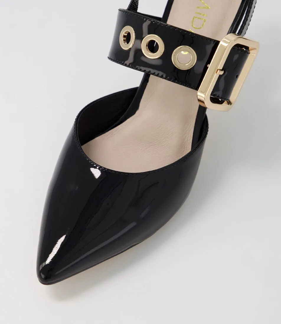 MIDAS Brya Black Patent Leather Pump Heels