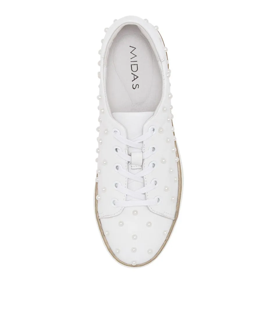 MIDAS Faith White Leather Sneakers