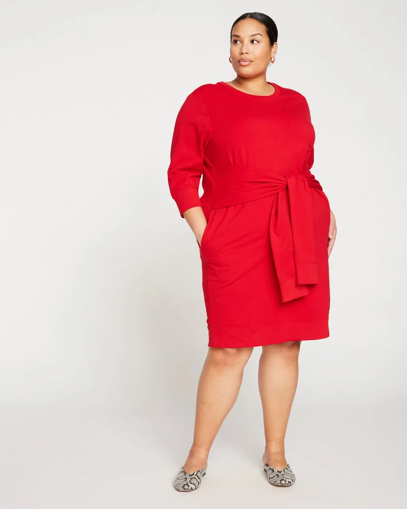 Misa Tie Sweatshirt Dress - Red