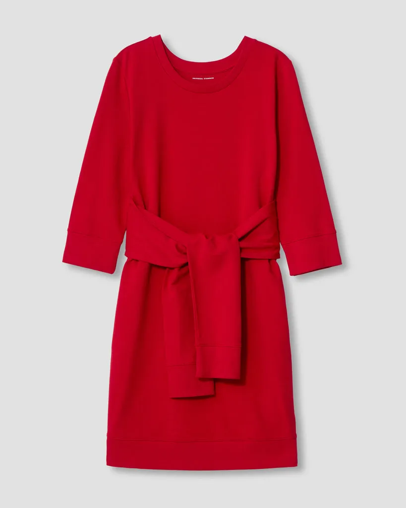 Misa Tie Sweatshirt Dress - Red