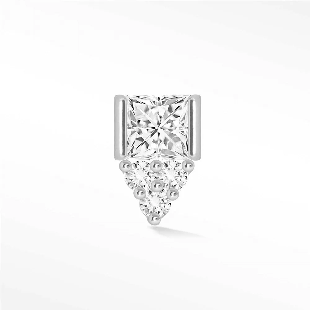 Moissanite Flat Back Earring 14k White