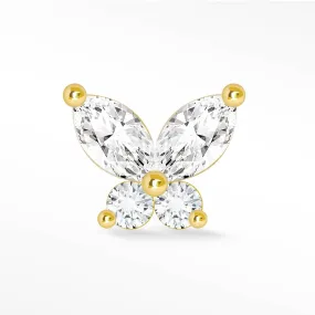 Moissanite Flat Back Earring Med Butterly 14k Yellow